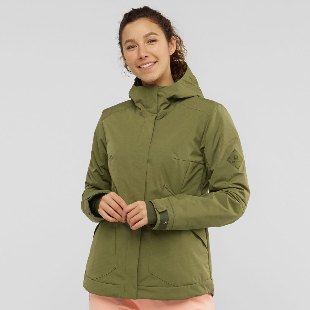 Veste De Ski Salomon Femme Vert Olive Vert - Salomon SNOW REBEL - France (2380-YXRUW)